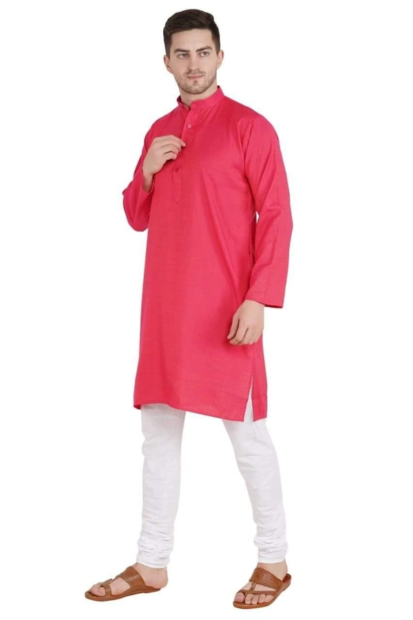 LDHSATI Cotton Blend Solid Full Sleeves Regular Fit Mens Kurta Pyjama (Code: SC1940862) - Pink , XXL , Sidhu Collection 