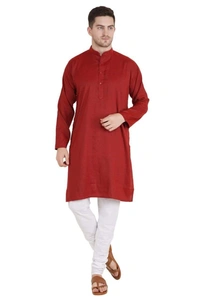 LDHSATI Cotton Blend Solid Full Sleeves Regular Fit Mens Kurta Pyjama (Code: SC1940866) - Red, XL , Sidhu Collection 