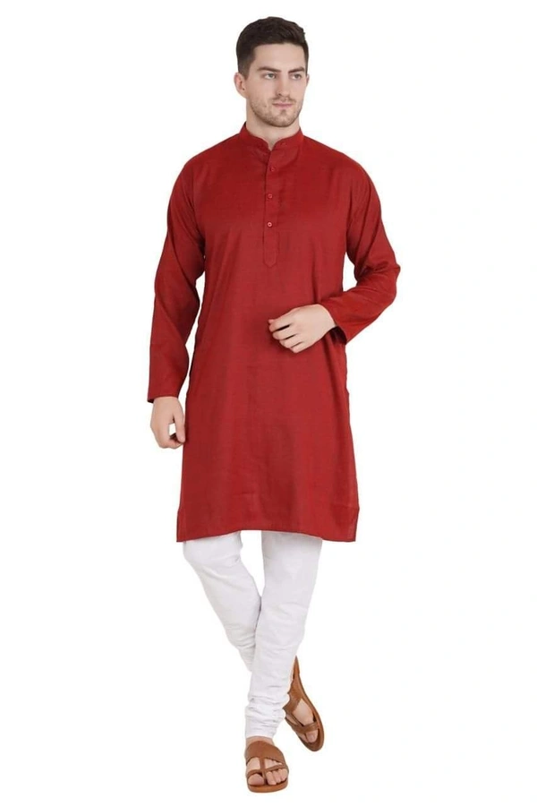 LDHSATI Cotton Blend Solid Full Sleeves Regular Fit Mens Kurta Pyjama (Code: SC1940866) - Red, XL , Sidhu Collection 