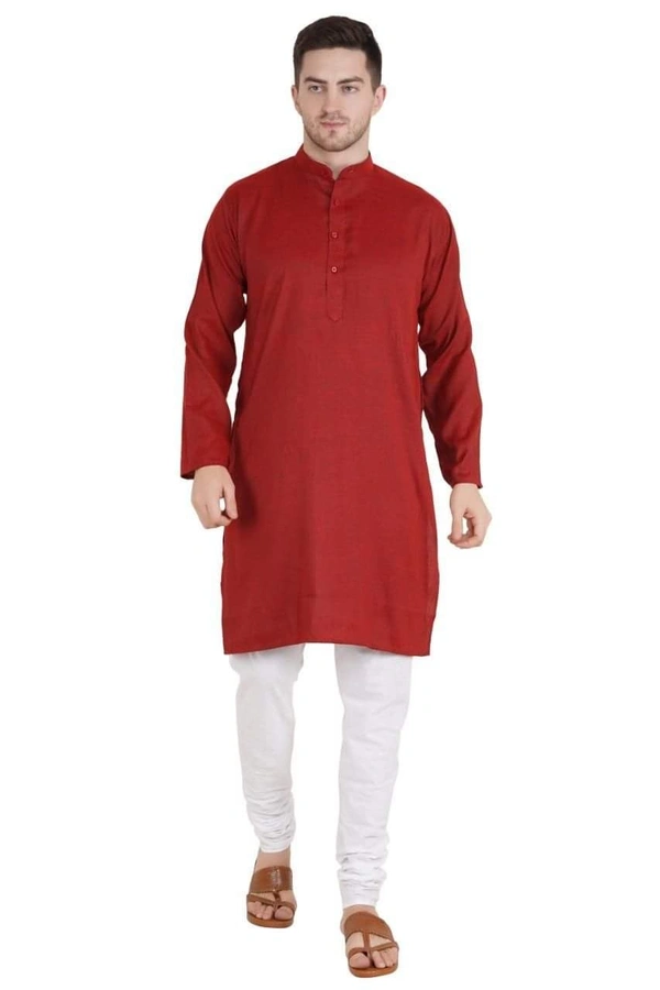 LDHSATI Cotton Blend Solid Full Sleeves Regular Fit Mens Kurta Pyjama (Code: SC1940866) - Red, XL , Sidhu Collection 