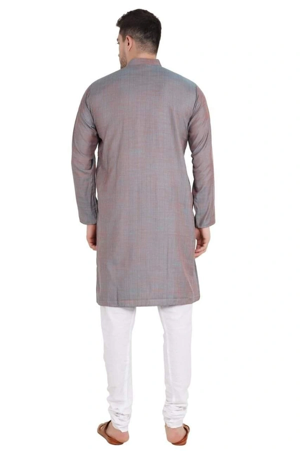  Cotton Blend Solid Full Sleeves Regular Fit Mens Kurta Pyjama (Code: SC1940863) - Grey, XL , Sidhu Collection 