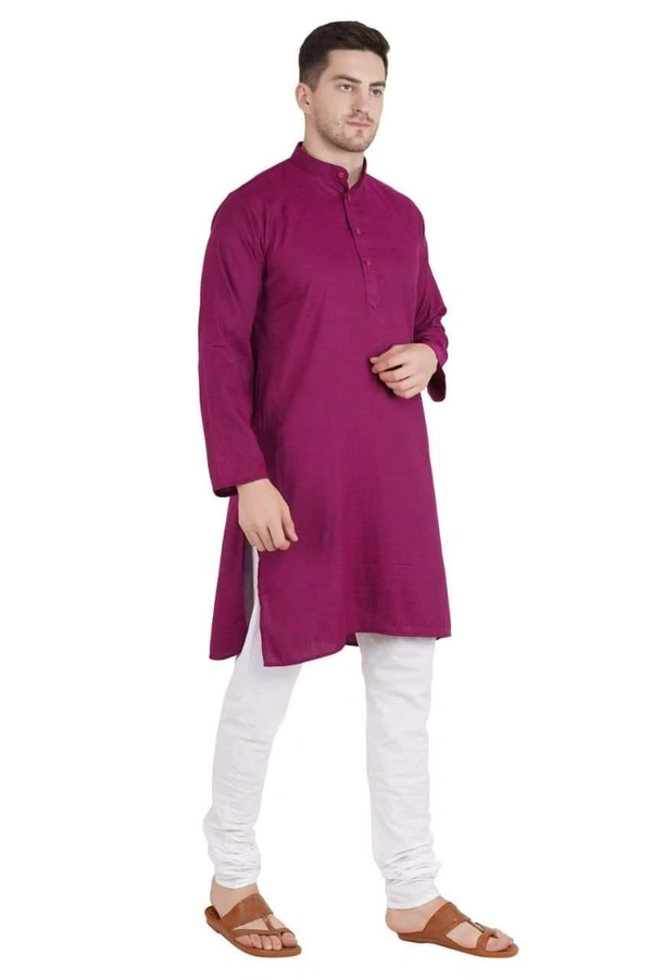 Cotton Blend Solid Full Sleeves Regular Fit Mens Kurta Pyjama (Code: SC1940865) - Purple , M, Sidhu Collection 
