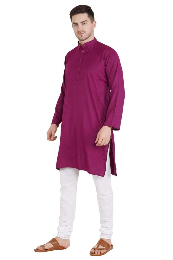 Cotton Blend Solid Full Sleeves Regular Fit Mens Kurta Pyjama (Code: SC1940865) - Purple , M, Sidhu Collection 