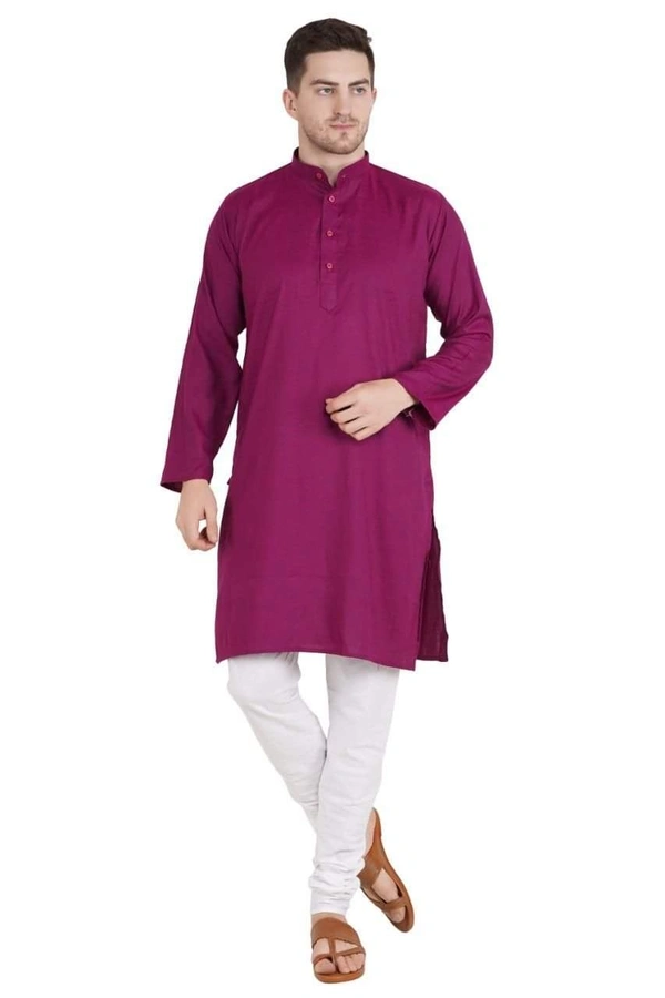 Cotton Blend Solid Full Sleeves Regular Fit Mens Kurta Pyjama (Code: SC1940865) - Purple , M, Sidhu Collection 