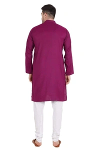 Cotton Blend Solid Full Sleeves Regular Fit Mens Kurta Pyjama (Code: SC1940865) - Purple , XXL , Sidhu Collection 