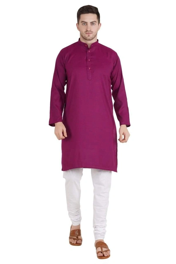 Cotton Blend Solid Full Sleeves Regular Fit Mens Kurta Pyjama (Code: SC1940865) - Purple , XXL , Sidhu Collection 