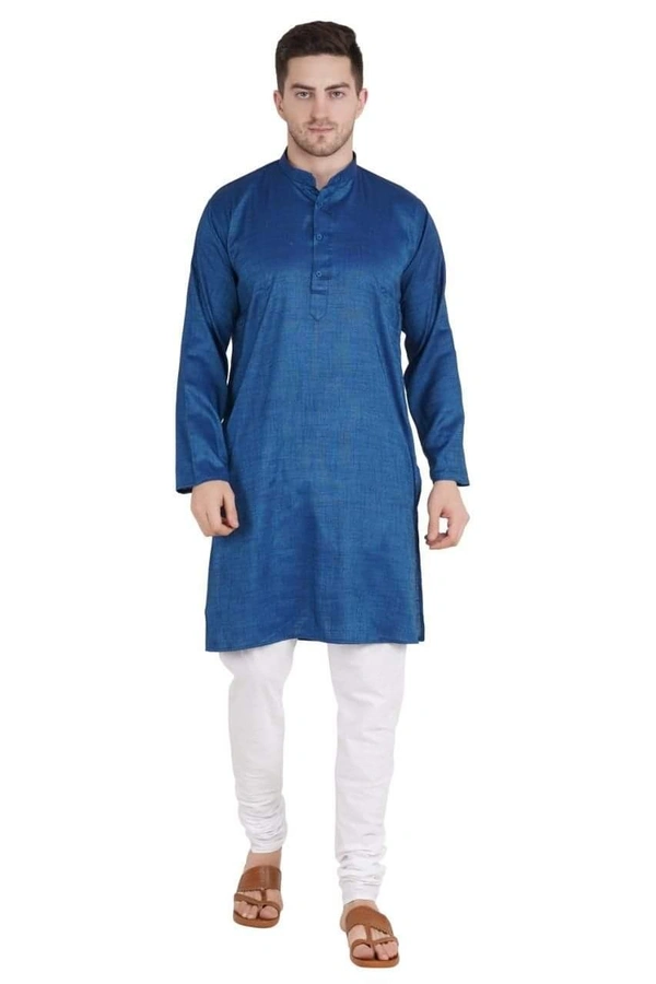 Cotton Blend Solid Full Sleeves Regular Fit Mens Kurta Pyjama (Code: SC1940868) - Dark Blue , XXL , Sidhu Collection 