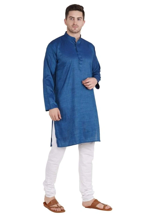 Cotton Blend Solid Full Sleeves Regular Fit Mens Kurta Pyjama (Code: SC1940868) - Dark Blue , XXL , Sidhu Collection 