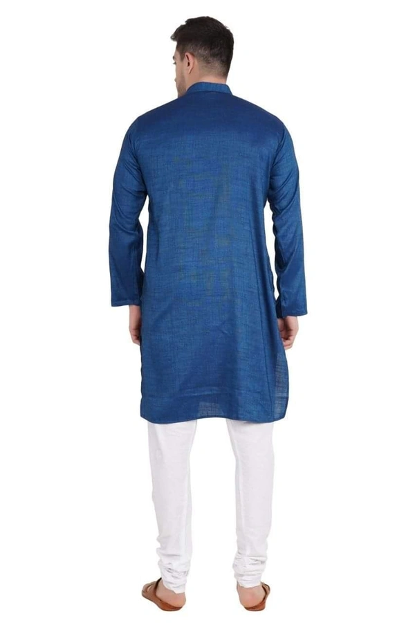 Cotton Blend Solid Full Sleeves Regular Fit Mens Kurta Pyjama (Code: SC1940868) - Dark Blue , XXL , Sidhu Collection 
