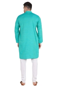 Cotton Blend Solid Full Sleeves Regular Fit Mens Kurta Pyjama (Code: SC1940867) - Blue, M, Sidhu Collection 