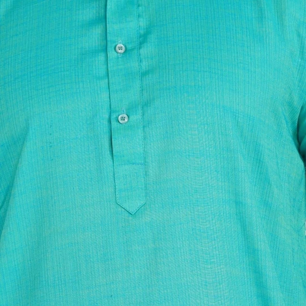 Cotton Blend Solid Full Sleeves Regular Fit Mens Kurta Pyjama (Code: SC1940867) - Blue, M, Sidhu Collection 