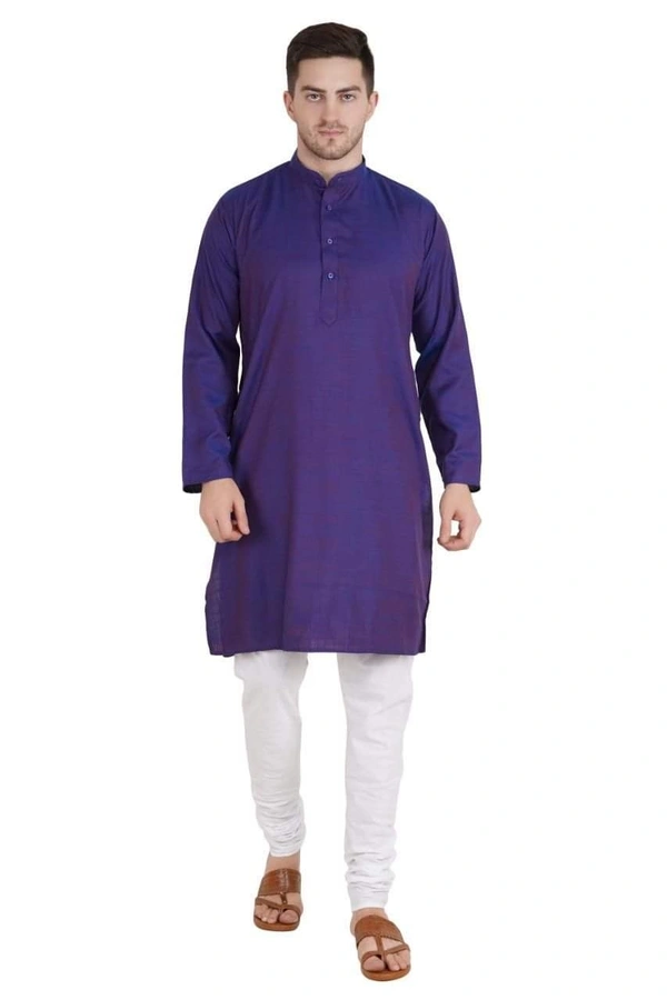 Cotton Blend Solid Full Sleeves Regular Fit Mens Kurta Pyjama (Code: SC1940864)  - Navy Blue , L, Sidhu Collection 