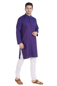 Cotton Blend Solid Full Sleeves Regular Fit Mens Kurta Pyjama (Code: SC1940864)  - Navy Blue , XL , Sidhu Collection 