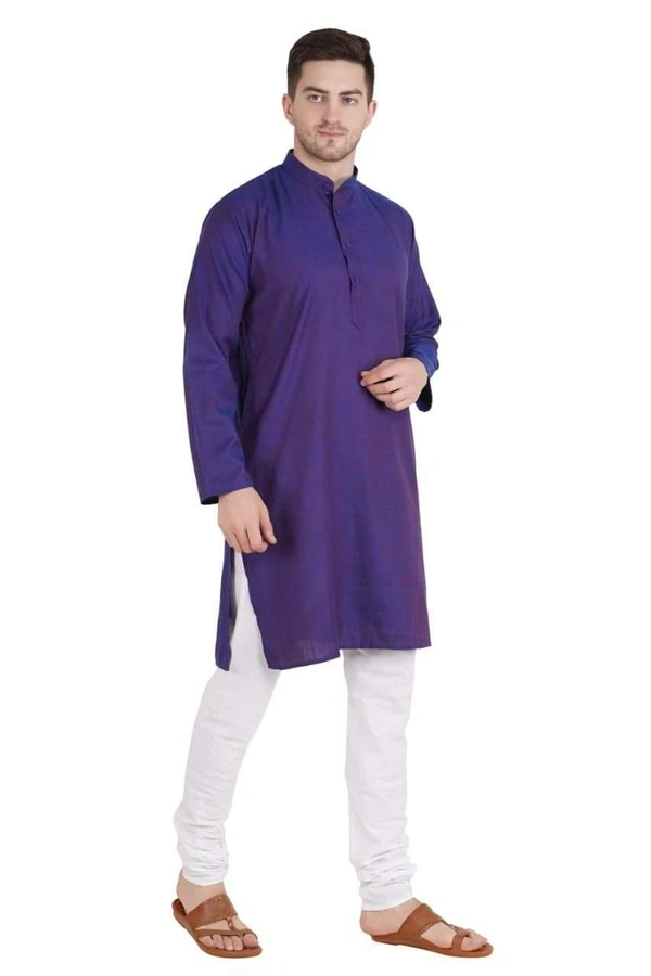 Cotton Blend Solid Full Sleeves Regular Fit Mens Kurta Pyjama (Code: SC1940864)  - Navy Blue , XL , Sidhu Collection 