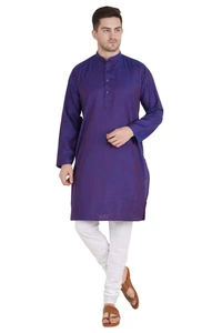 Cotton Blend Solid Full Sleeves Regular Fit Mens Kurta Pyjama (Code: SC1940864)  - Navy Blue , XL , Sidhu Collection 