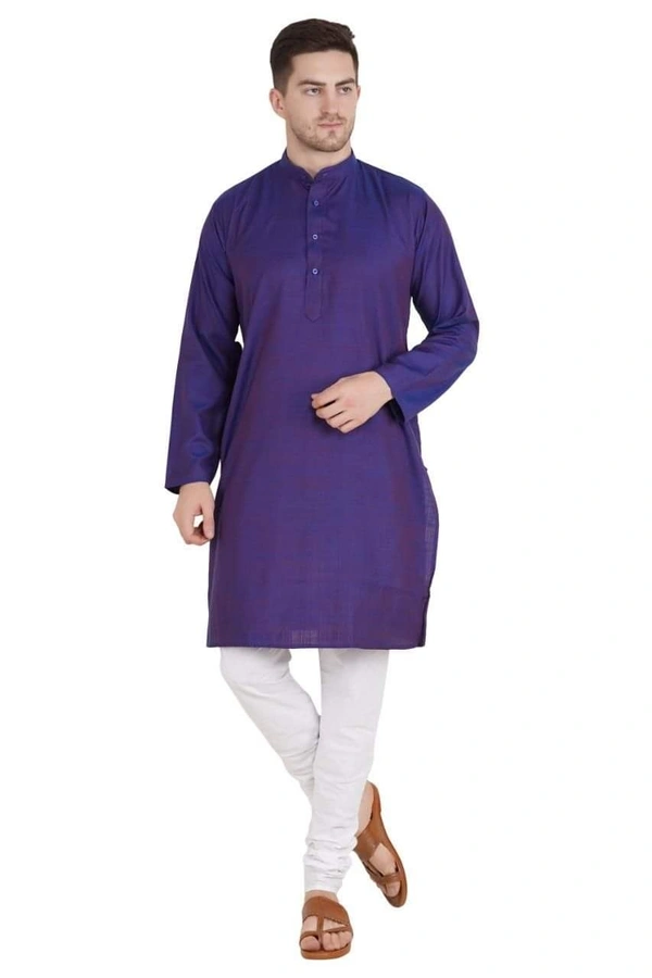 Cotton Blend Solid Full Sleeves Regular Fit Mens Kurta Pyjama (Code: SC1940864)  - Navy Blue , XL , Sidhu Collection 