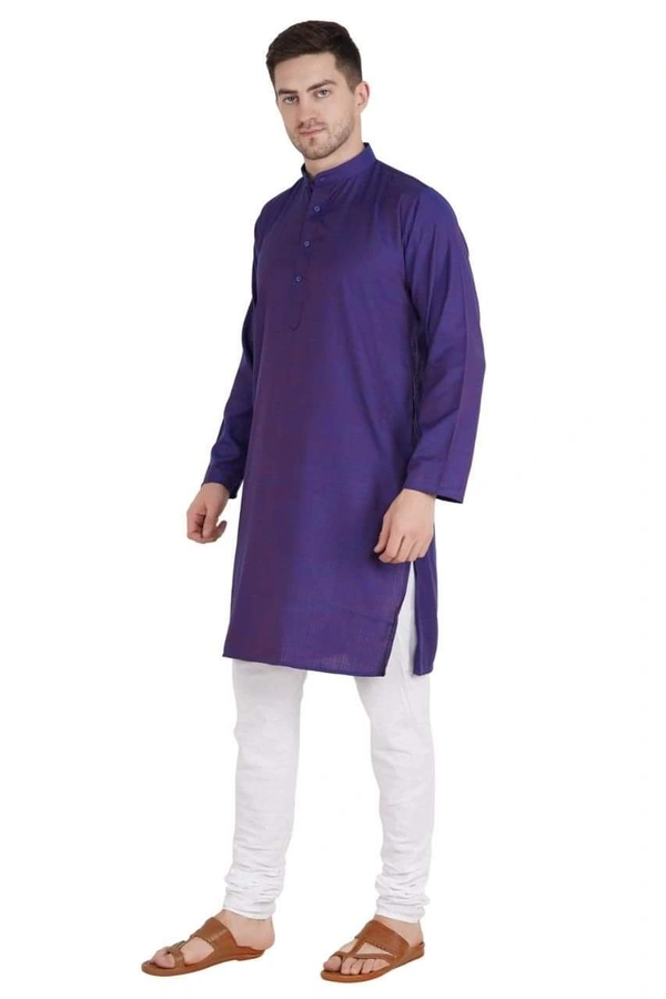 Cotton Blend Solid Full Sleeves Regular Fit Mens Kurta Pyjama (Code: SC1940864)  - Navy Blue , XXL , Sidhu Collection 