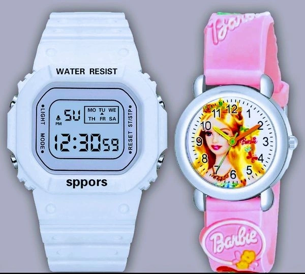 Combo Of Unisex Digital And Analog Watch (SC1952053)  - WHITE-PINK, Sidhu Collection 