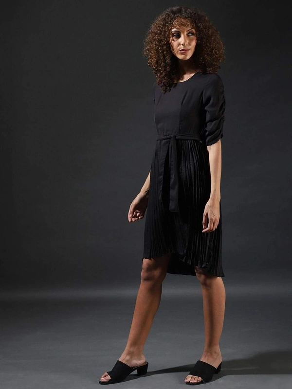 Campus Sutra Women's Solid Drop Waist Dress (Code: SC1951858) - Black , XL , Sidhu Collection 