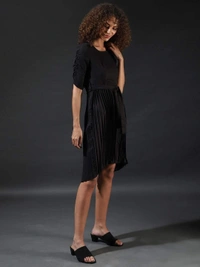 Campus Sutra Women's Solid Drop Waist Dress (Code: SC1951858) - Black , XL , Sidhu Collection 