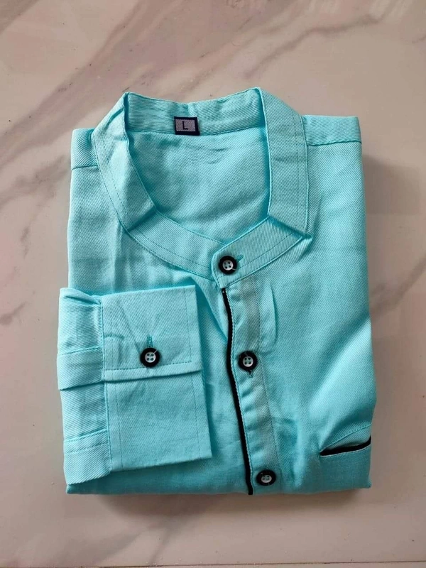 Cotton Solid Stylish Short Kurta (Code: SC1349186) - Sky , XXL , Sidhu Collection 