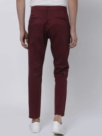 Cotton Solid Slimt Fit Casual Trouser (Code: SC1821761) - Red, 30, Sidhu Collection 