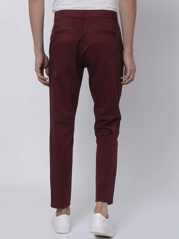 Cotton Solid Slimt Fit Casual Trouser (Code: SC1821761) - Red, 30, Sidhu Collection 