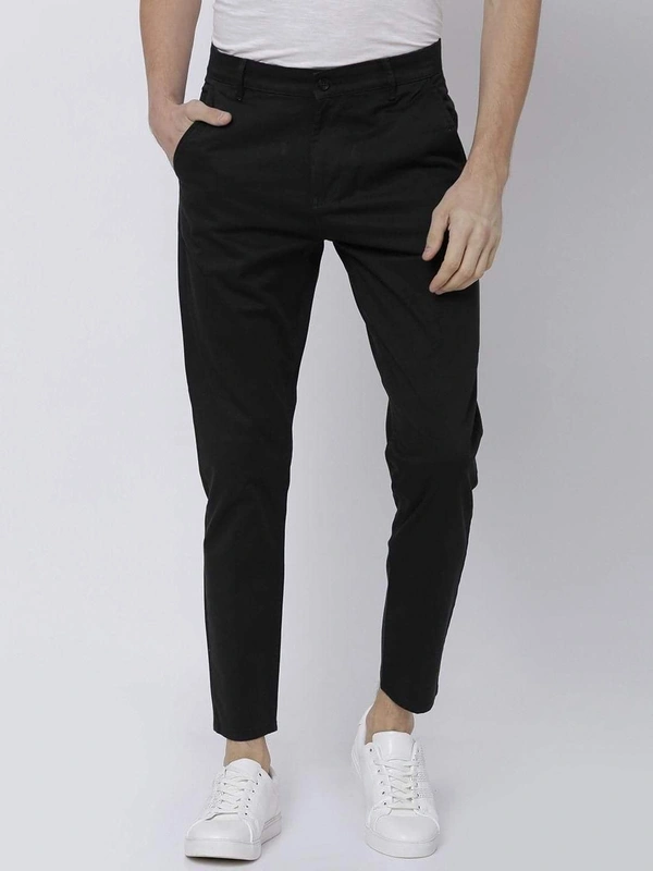 Cotton Solid Slimt Fit Casual Trouser (Code: SC1821759) - Black , 34, Sidhu Collection 