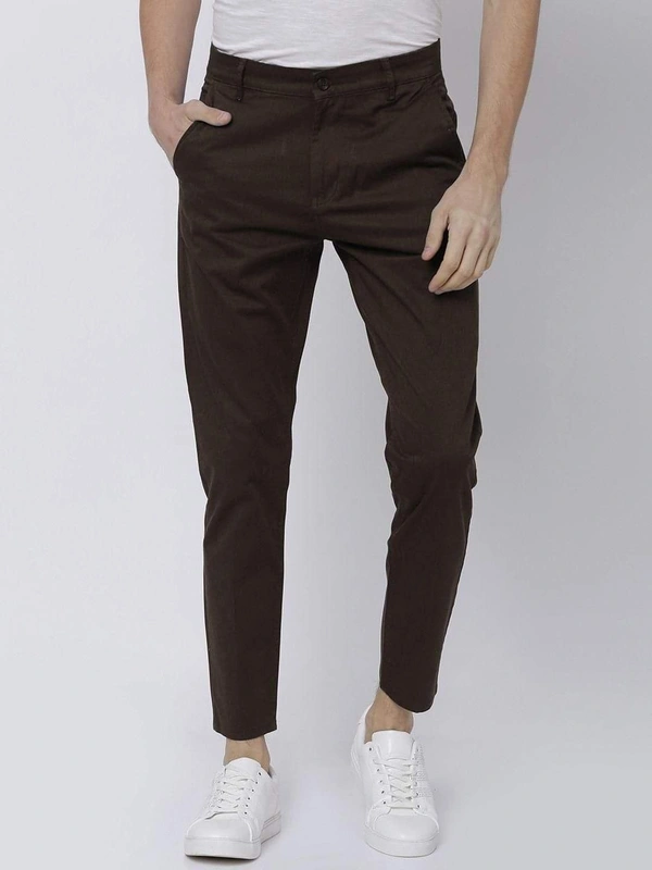 Cotton Solid Slimt Fit Casual Trouser (Code: SC1821758) - Brown , 30, Sidhu Collection 