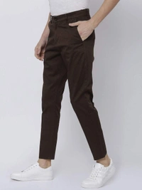 Cotton Solid Slimt Fit Casual Trouser (Code: SC1821758) - Brown , 30, Sidhu Collection 
