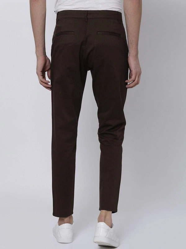 Cotton Solid Slimt Fit Casual Trouser (Code: SC1821758) - Brown , 32, Sidhu Collection 