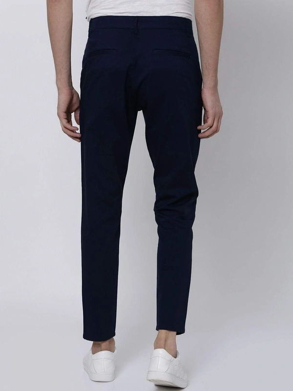 Cotton Solid Slimt Fit Casual Trouser (Code: SC1821760) - Navy Blue , 32, Sidhu Collection 