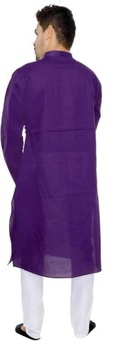 Cotton Solid Full Sleeves Straight Fit Kurta Set (Code: SC1754001) - Purple, M, Sidhu Collection 