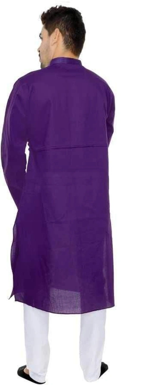 Cotton Solid Full Sleeves Straight Fit Kurta Set (Code: SC1754001) - Purple, M, Sidhu Collection 