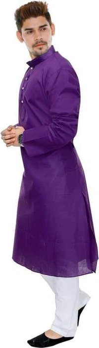 Cotton Solid Full Sleeves Straight Fit Kurta Set (Code: SC1754001) - Purple , XXL , Sidhu Collection 