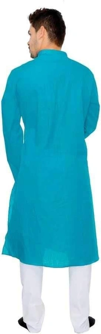Cotton Solid Full Sleeves Straight Fit Kurta Set (Code: SC1754002) - Blue, L, Sidhu Collection 