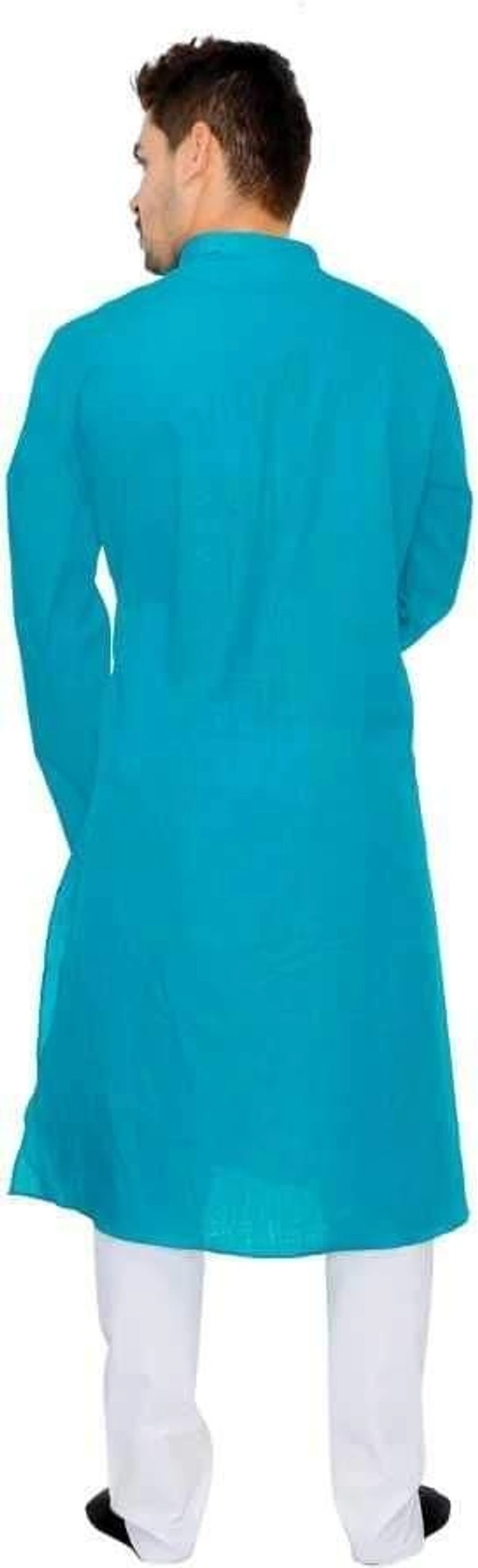 Cotton Solid Full Sleeves Straight Fit Kurta Set (Code: SC1754002) - Blue, L, Sidhu Collection 