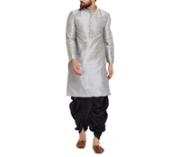 Dupion Silk Solid Straight Kurta with Dhoti (Code: SC460453) - XXL , Sidhu Collection 