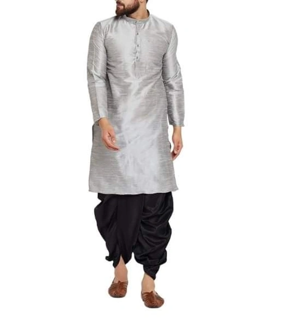 Dupion Silk Solid Straight Kurta with Dhoti (Code: SC460453) - XXL , Sidhu Collection 