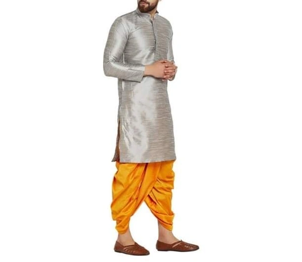  Dupion Silk Solid Straight Kurta with Dhoti (Code: SC460456) - XXL , Sidhu Collection 