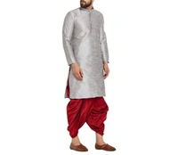  Dupion Silk Solid Straight Kurta with Dhoti (Code: SC460455) - XXL , Sidhu Collection 