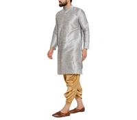  Dupion Silk Solid Straight Kurta with Dhoti (Code: SC460454) - XL , Sidhu Collection 