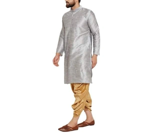  Dupion Silk Solid Straight Kurta with Dhoti (Code: SC460454) - XL , Sidhu Collection 