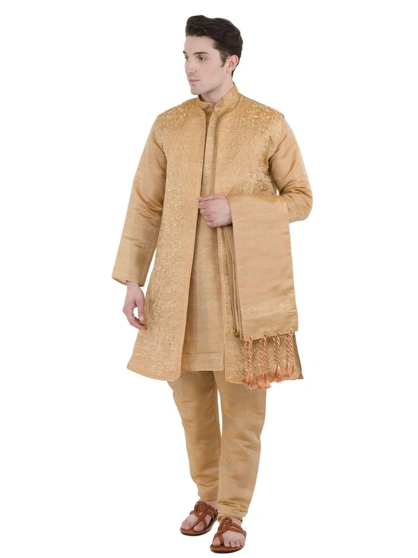  Polyester Printed Regular Fit Kurta with Churidar (Code: SC706199) - Brown , L, Sidhu Collection 