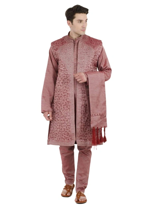 Polyester Printed Regular Fit Kurta with Churidar (Code: SC706197) - Maroon, XL , Sidhu Collection 