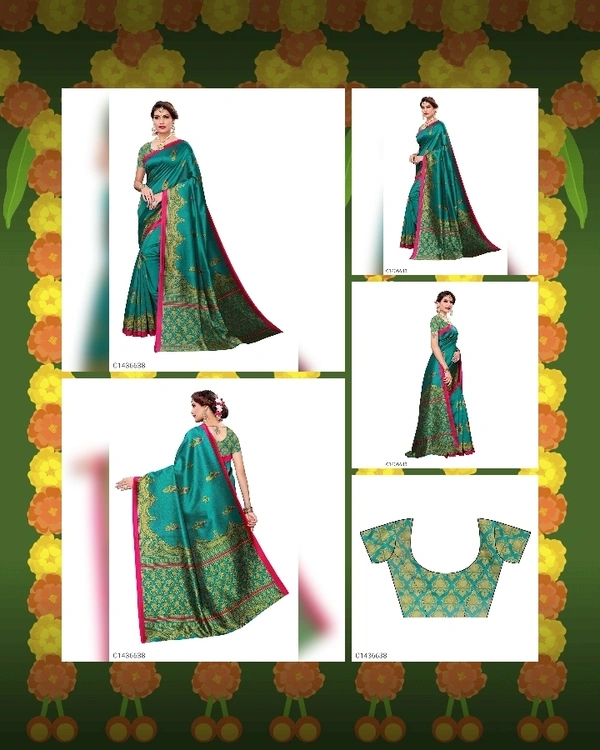  Stunning Printed Art Silk Saree (Code: SC1436638)  - Free, Sidhu Collection 