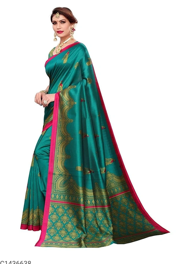  Stunning Printed Art Silk Saree (Code: SC1436638)  - Free, Sidhu Collection 