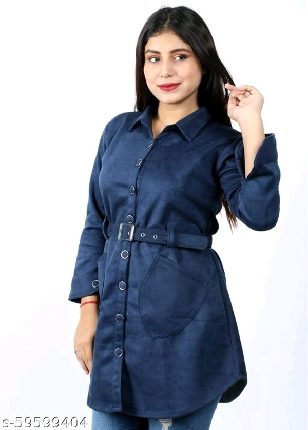WOMEN COAT WITH BELT (SCS59599404)  - M, Sidhu Collection 