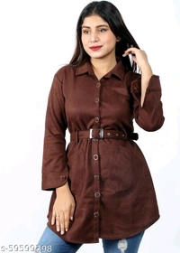 WOMEN COAT WITH BELT (SCS59599398)  - L, Sidhu Collection 