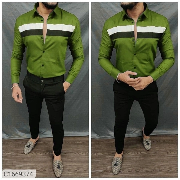 Lycra Color block Full Sleeves Slim Fit Casual Shirt (SC1669374)  - XL , Sidhu Collection 